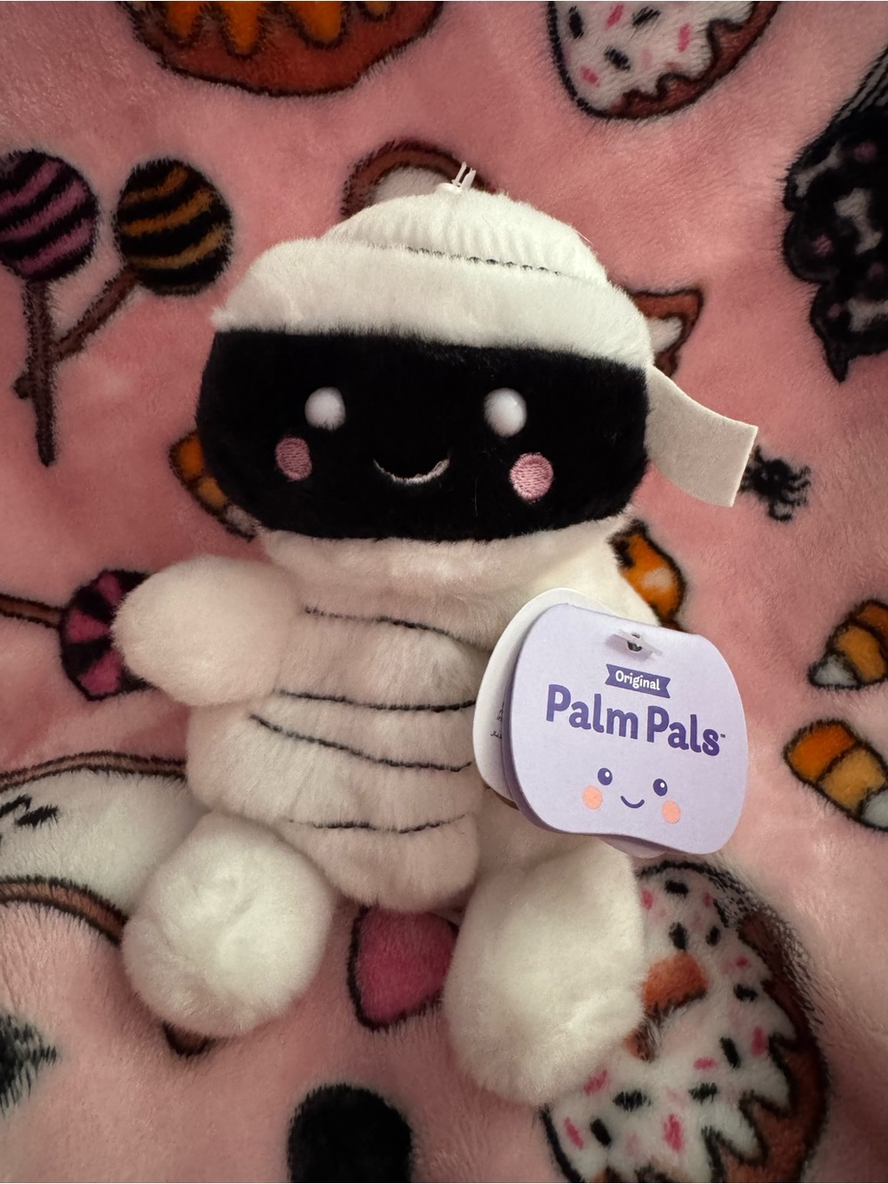 Palm Pals White & Black Cute Mummy Plush